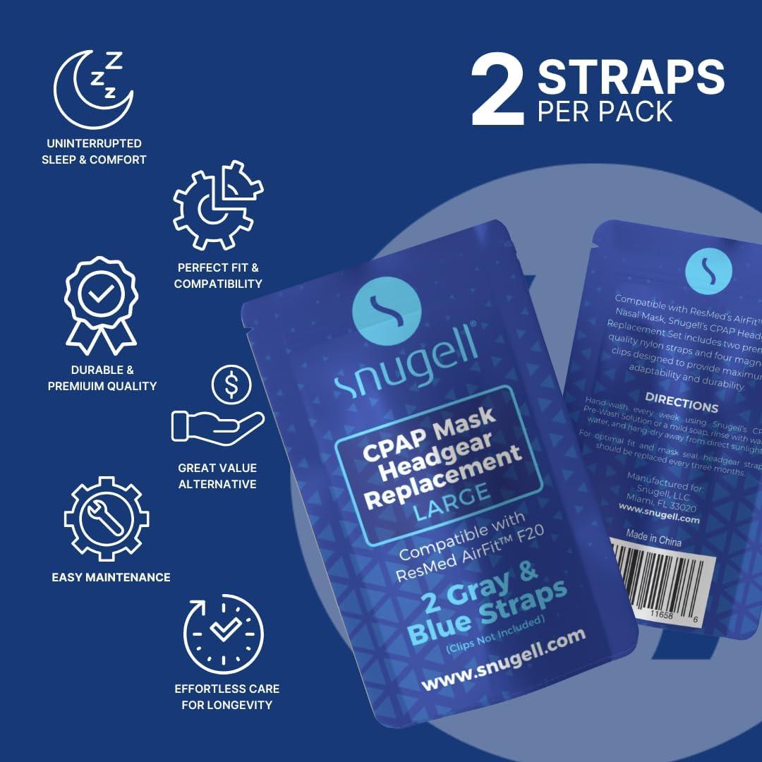 Correa de Reemplazo Snugell para Máscara CPAP ResMed F20 Grande - Paquete de 2