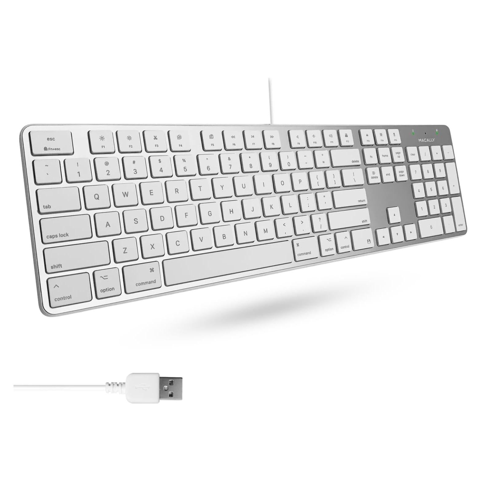 Teclado USB Delgado Mac y PC con Teclado Numérico Plata