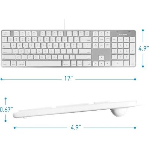 Teclado USB Delgado Mac y PC con Teclado Numérico Plata