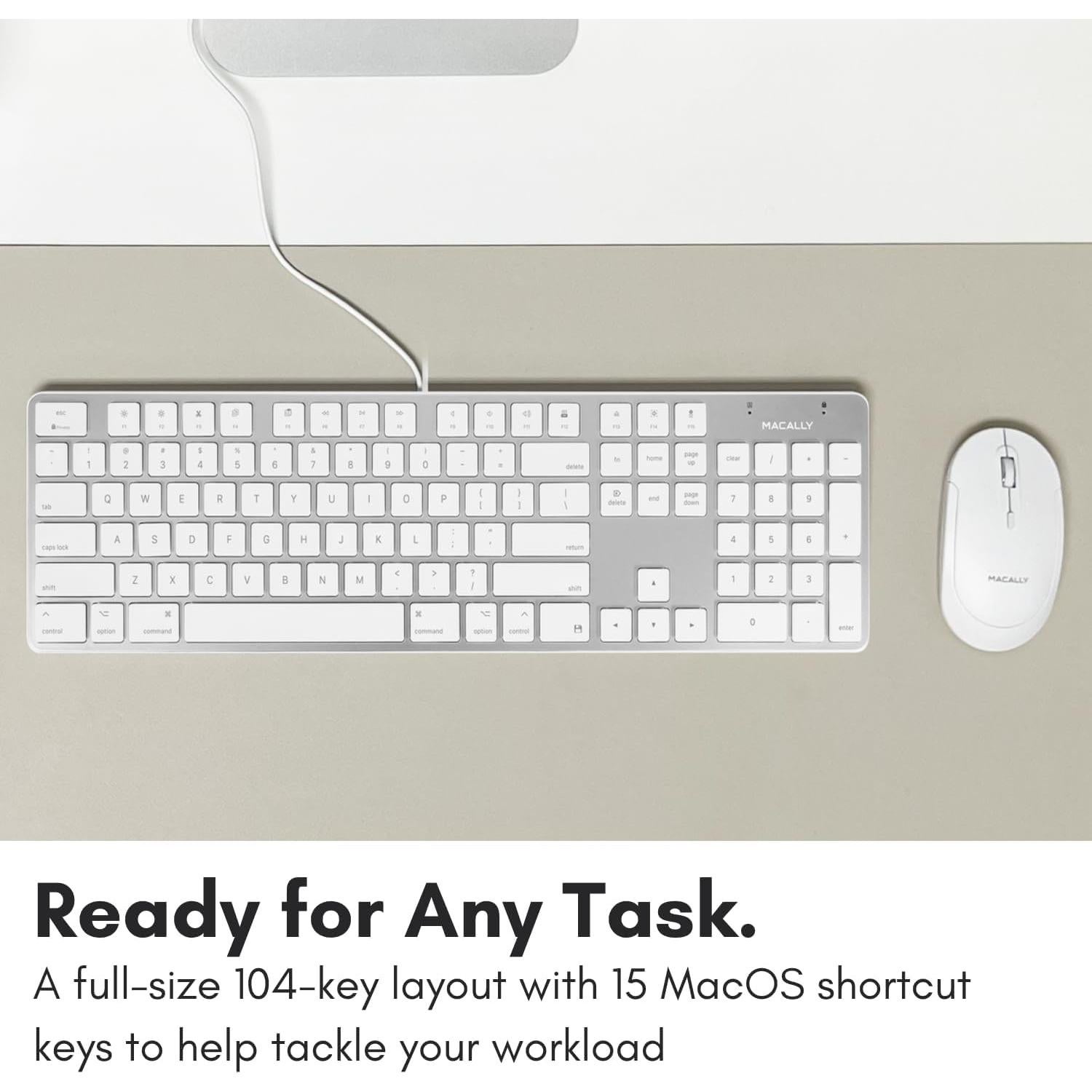 Teclado USB Delgado Mac y PC con Teclado Numérico Plata