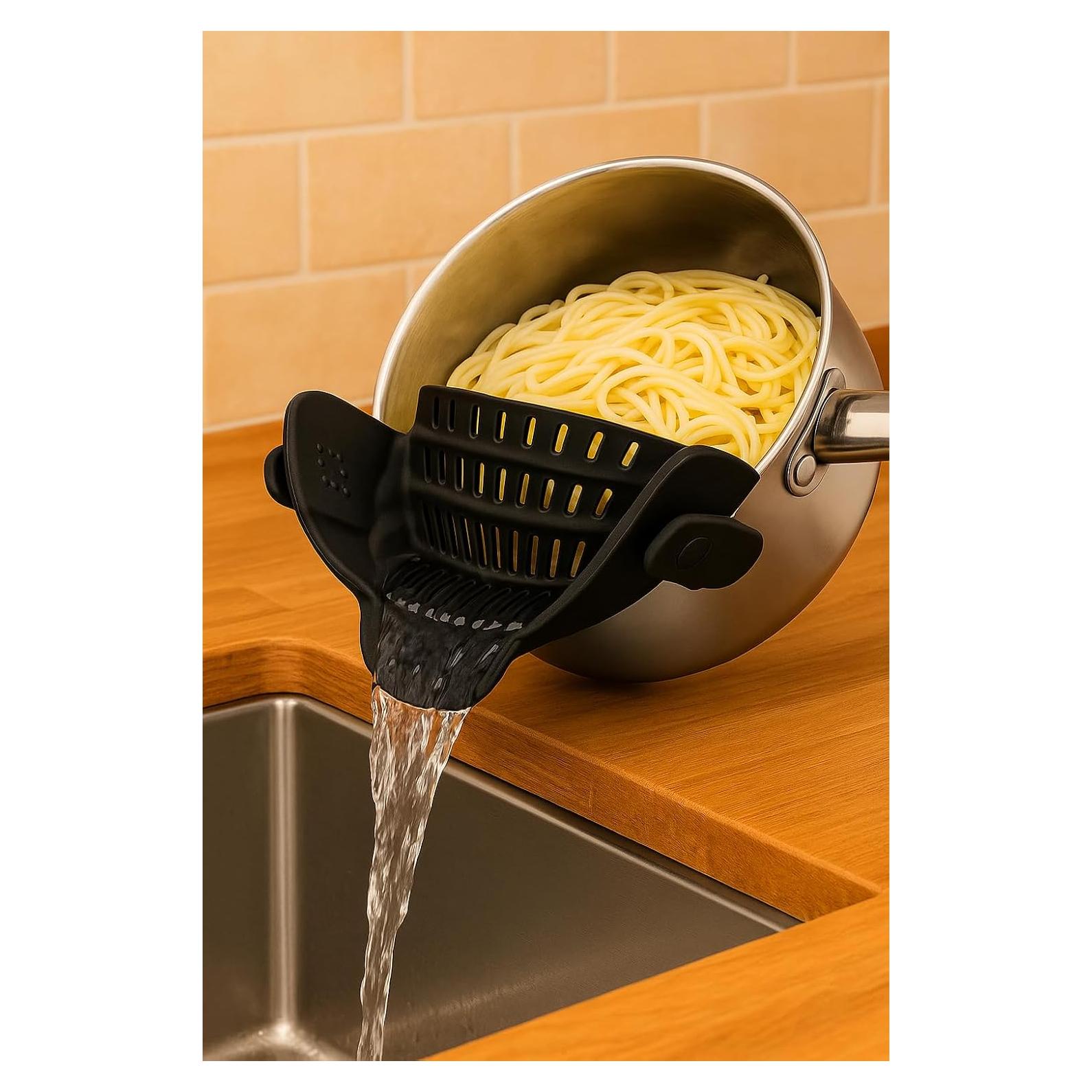 Colador de Silicona Clip-On TerraHome Negro 22.86x12.7 cm