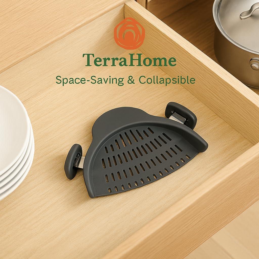 Colador de Silicona Clip-On TerraHome Negro 22.86x12.7 cm