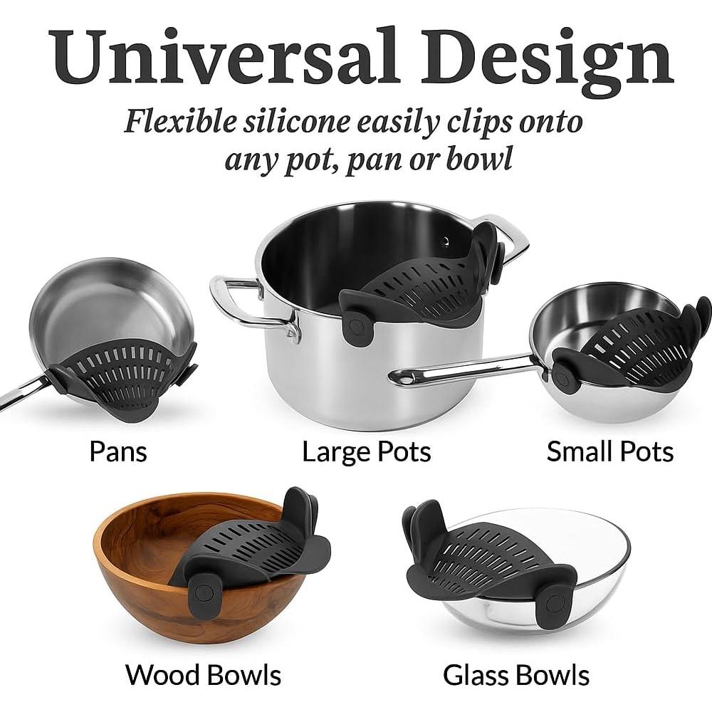 Colador de Silicona Clip-On TerraHome Negro 22.86x12.7 cm