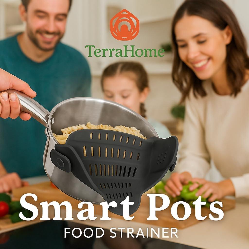 Colador de Silicona Clip-On TerraHome Negro 22.86x12.7 cm