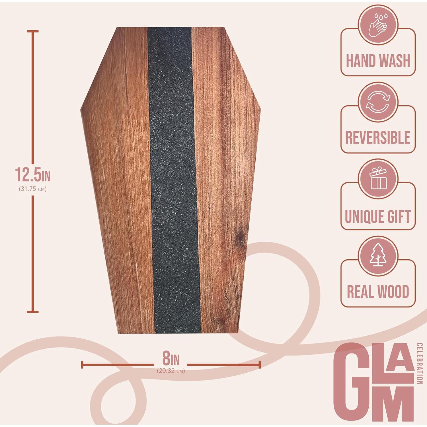 Tabla de Charcutería Gótica en Forma de Ataúd - 36.4x23.2cm