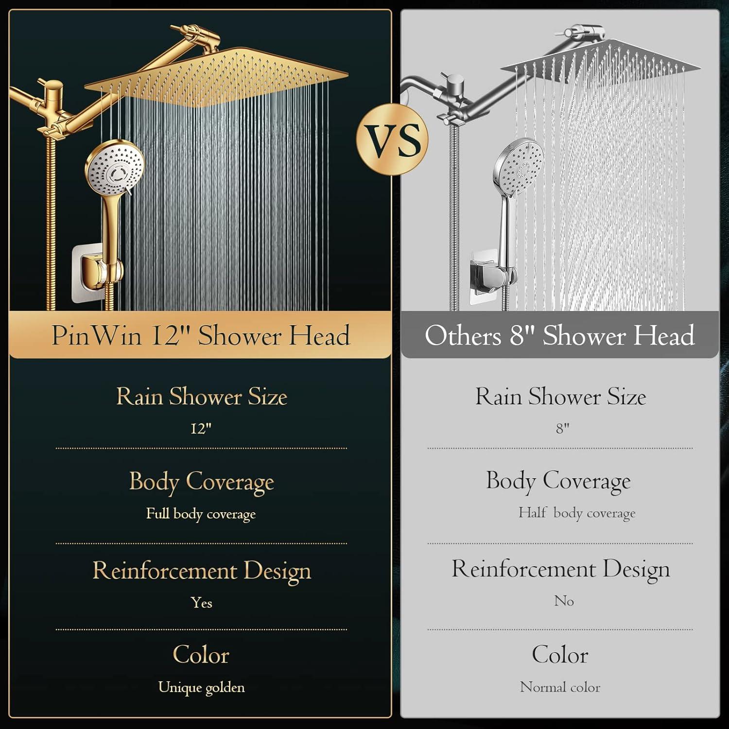 Cabezal de Ducha de Lluvia 30 cm PinWin Oro Cepillado