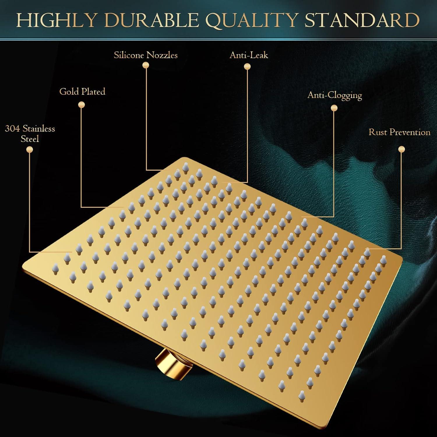 Cabezal de Ducha de Lluvia 30 cm PinWin Oro Cepillado