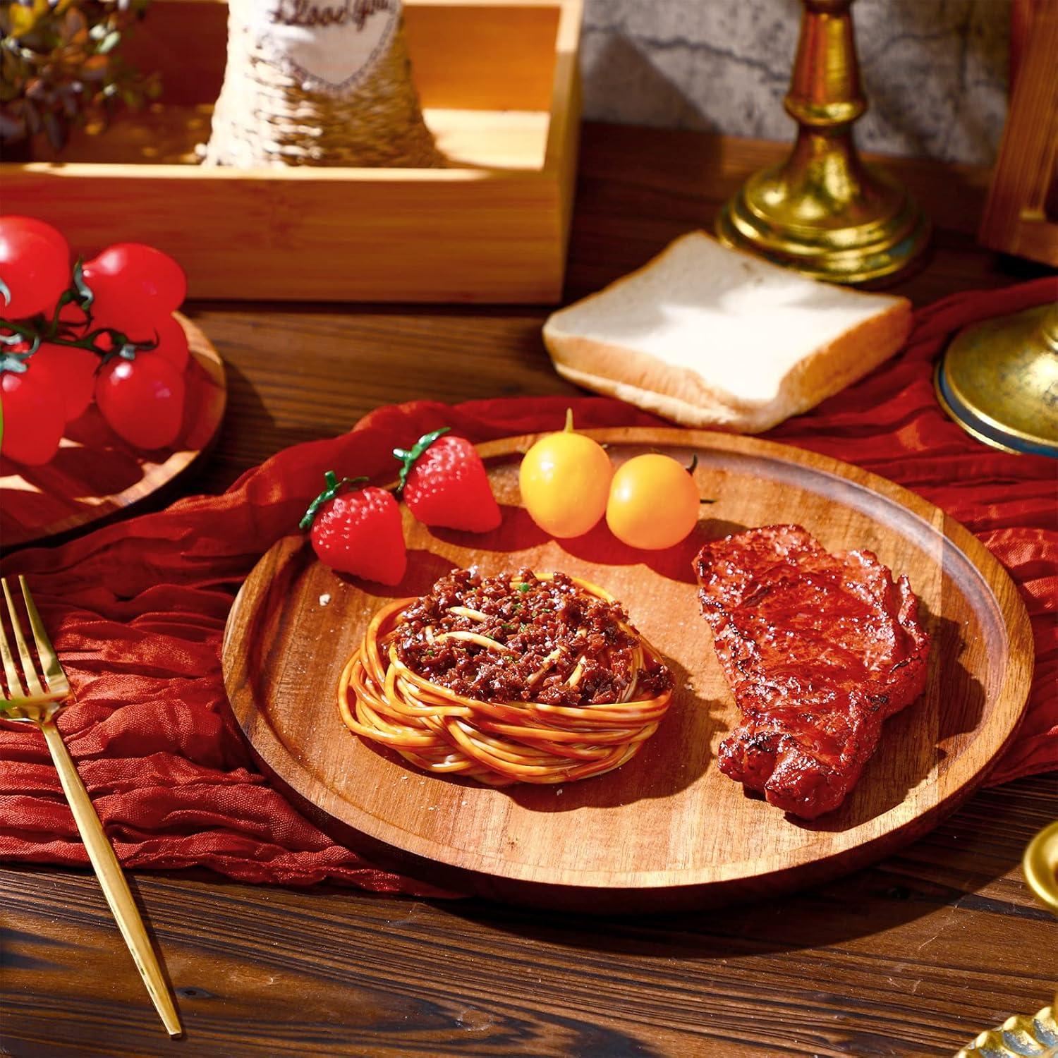 Juego de 12 Platos Redondos de Madera de Acacia Rtteri