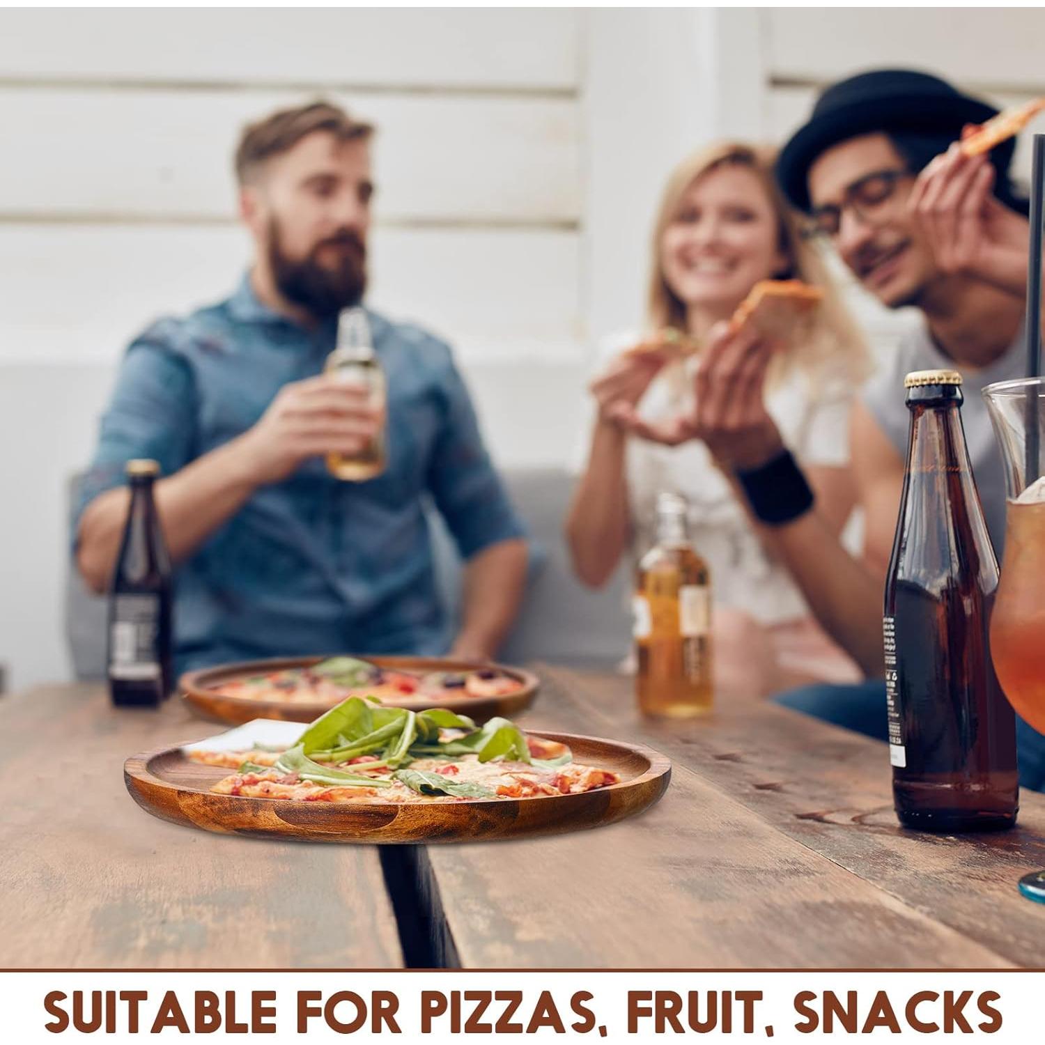 Juego de 12 Platos Redondos de Madera de Acacia Rtteri