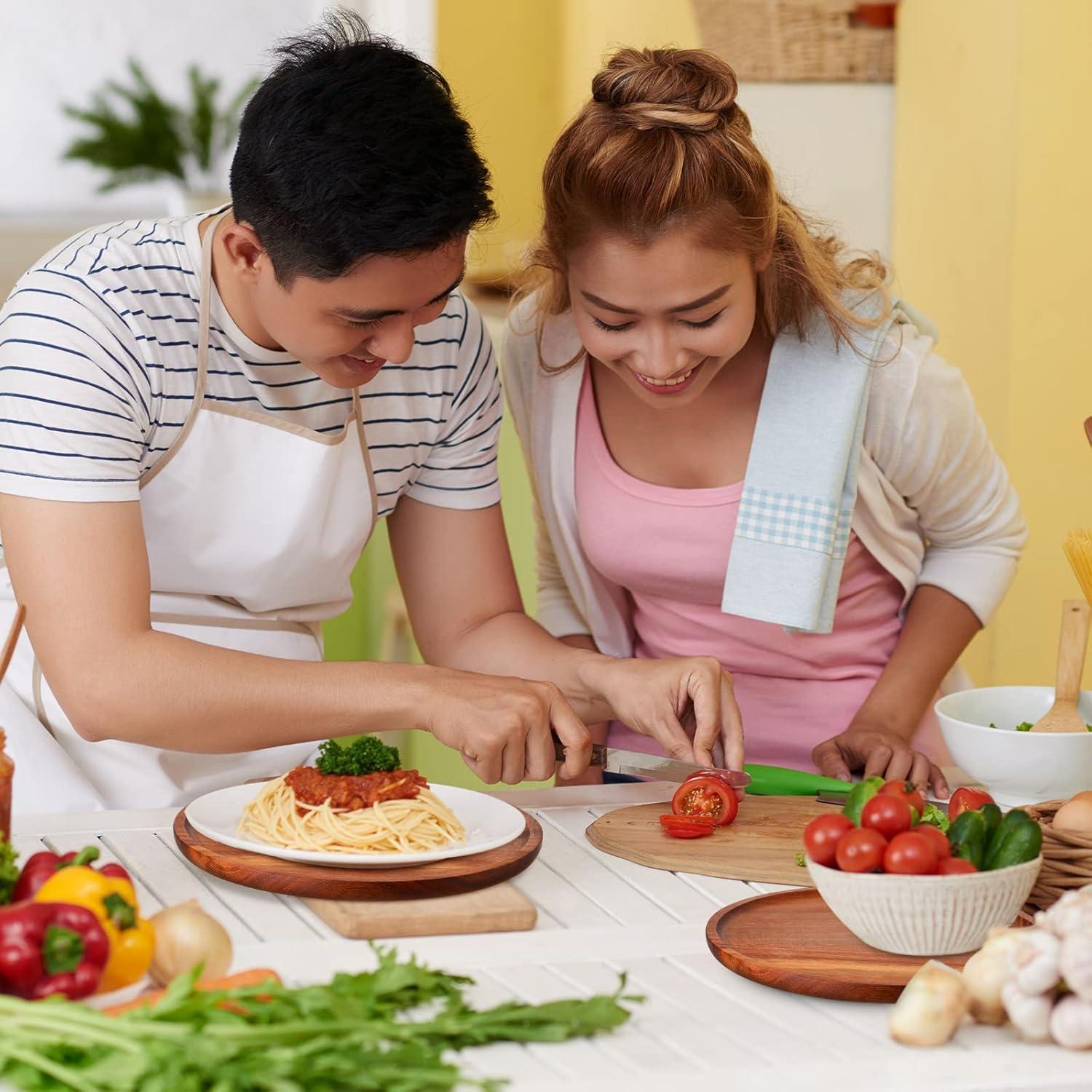 Juego de 12 Platos Redondos de Madera de Acacia Rtteri