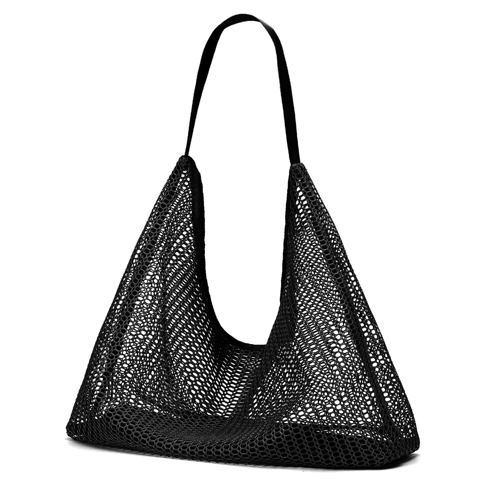 Bolsa de Playa de Malla UYLIA Grande Negra 58.4x40.6cm