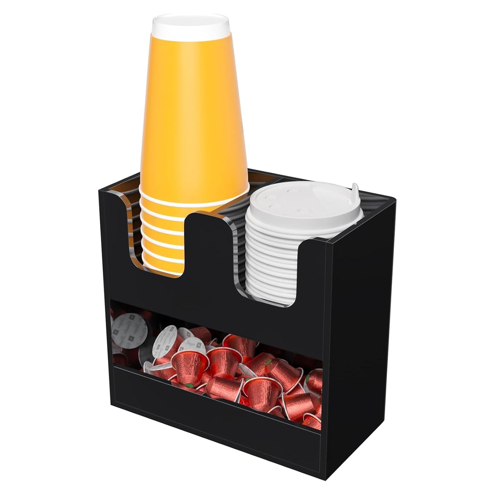 Soporte para Vasos Beego Acrílico Negro 2 Niveles 3 Compartimentos