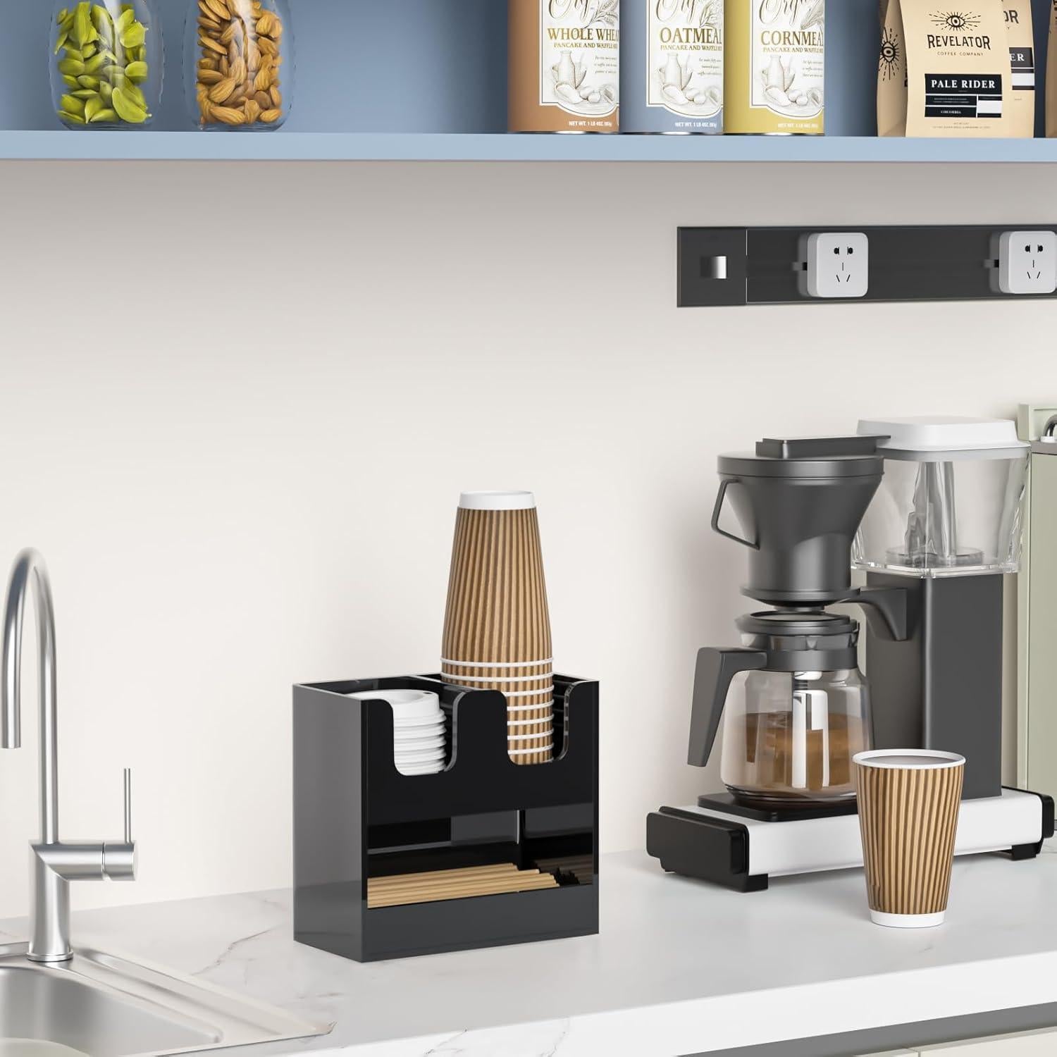 Soporte para Vasos Beego Acrílico Negro 2 Niveles 3 Compartimentos