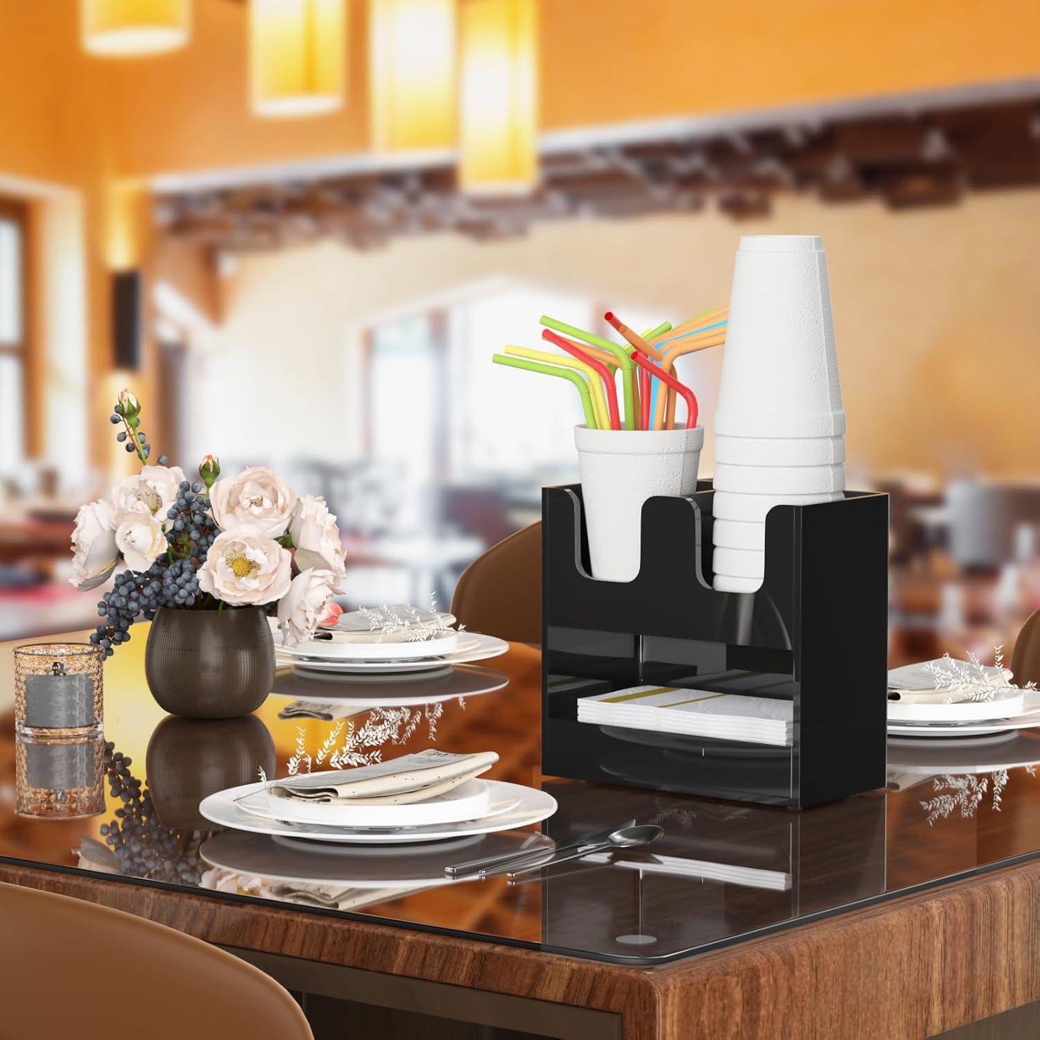 Soporte para Vasos Beego Acrílico Negro 2 Niveles 3 Compartimentos