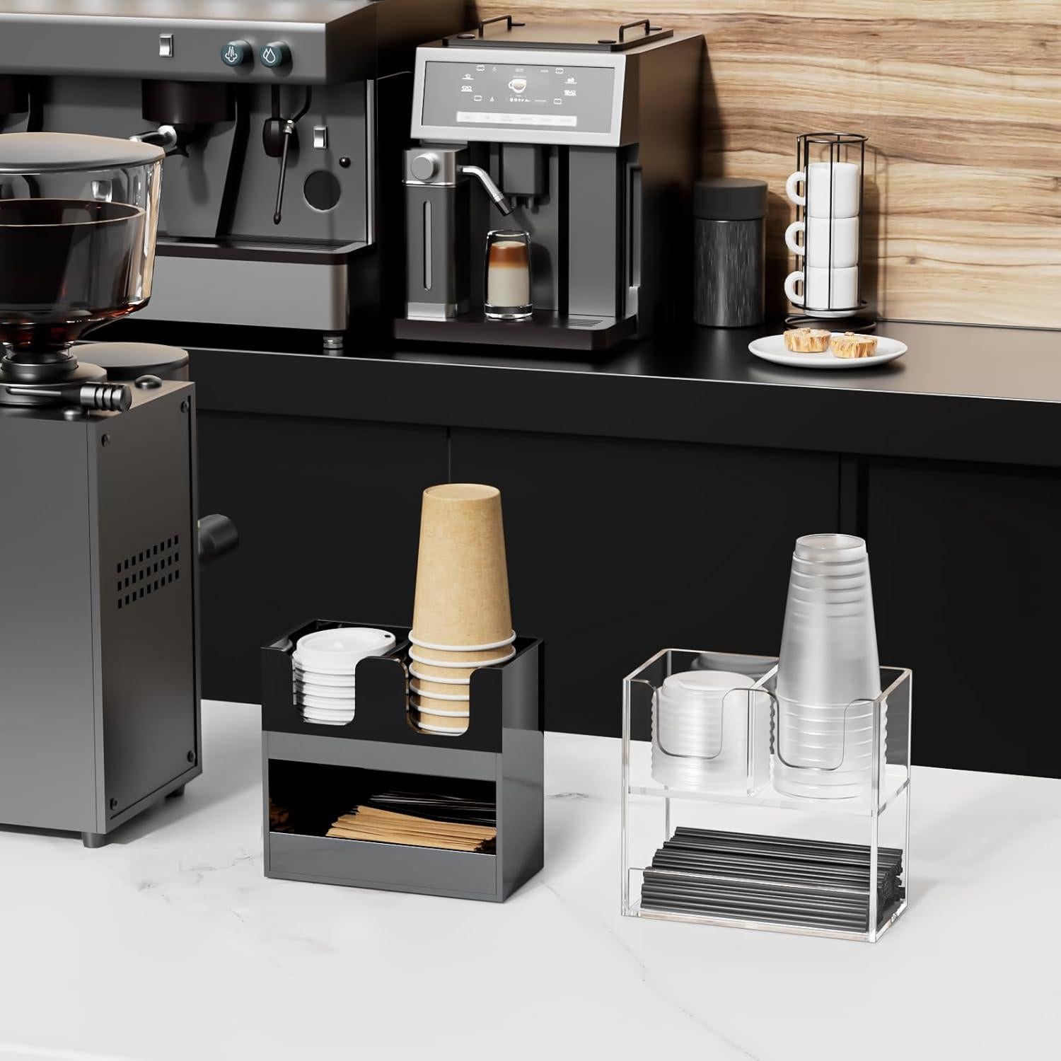 Soporte para Vasos Beego Acrílico Negro 2 Niveles 3 Compartimentos