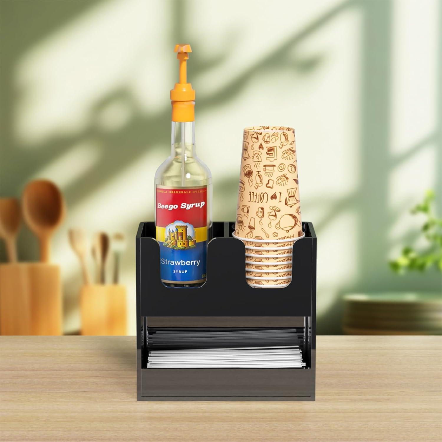 Soporte para Vasos Beego Acrílico Negro 2 Niveles 3 Compartimentos