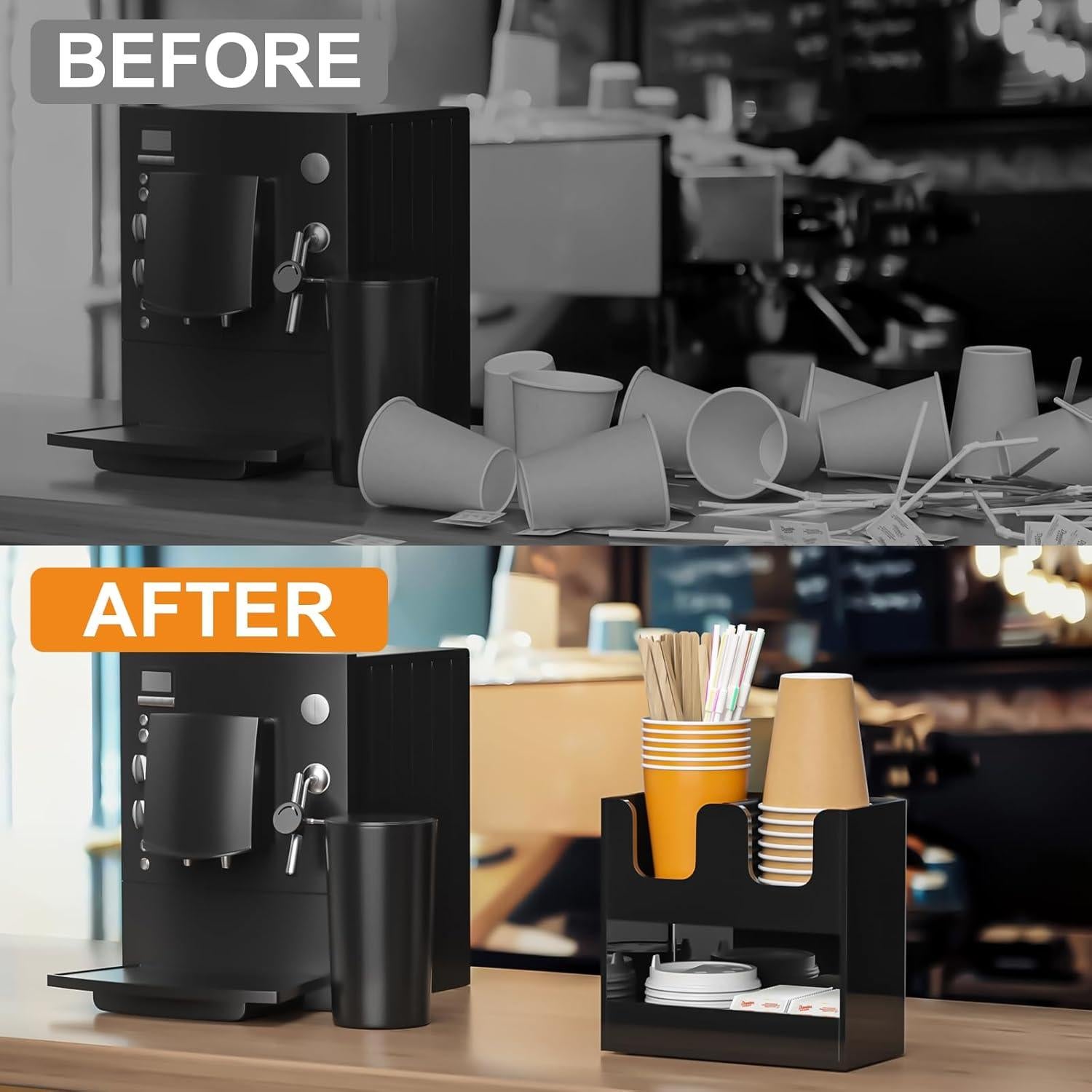 Soporte para Vasos Beego Acrílico Negro 2 Niveles 3 Compartimentos