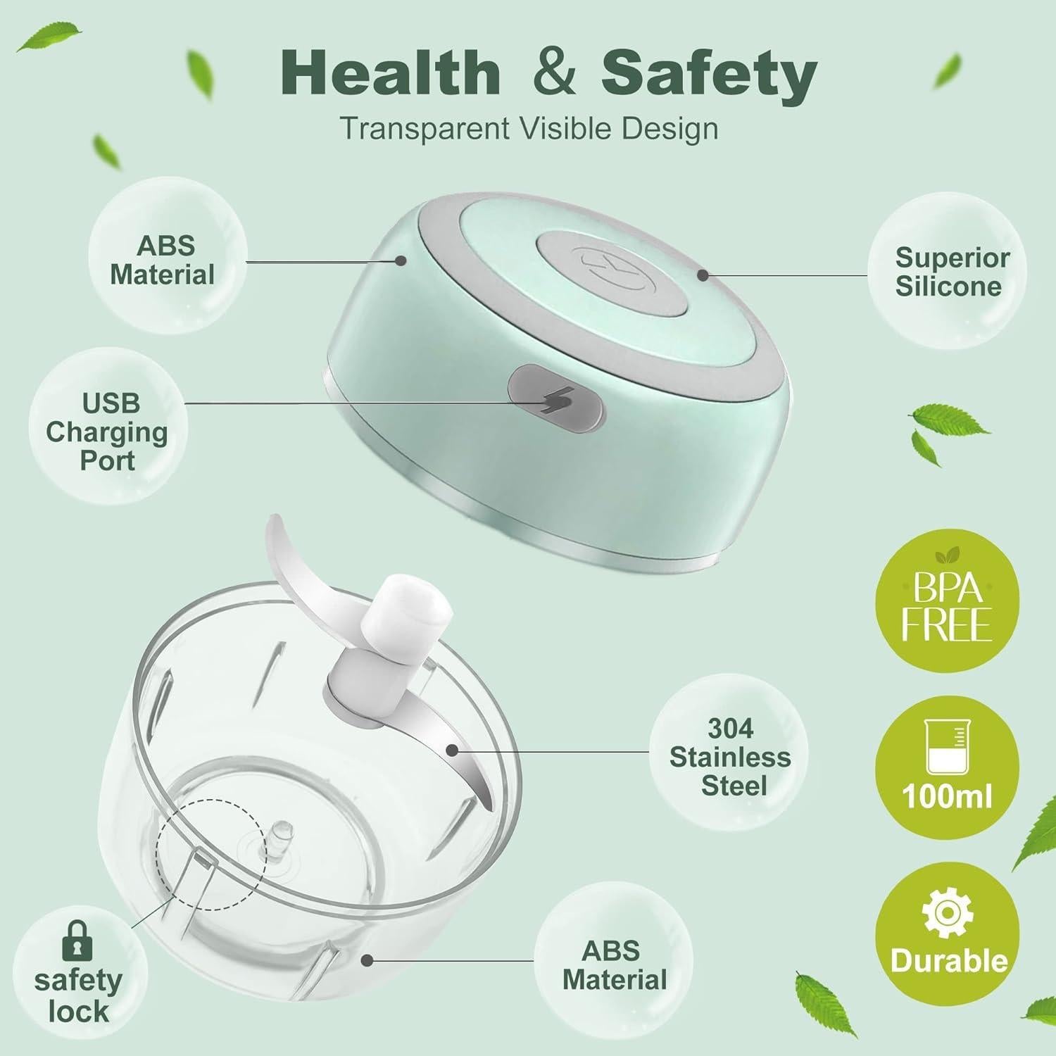 Molino de Hierbas Eléctrico ROVIGO 100ml USB Inalámbrico Verde