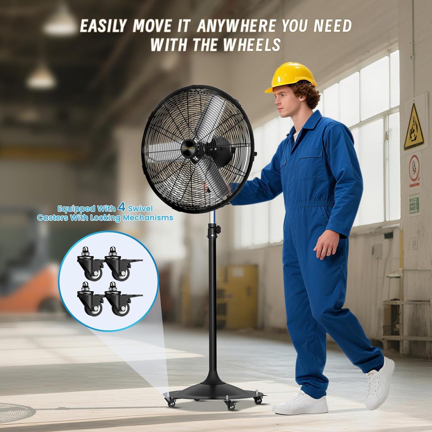 Ventilador de Pedestal AVUXOR 24" Oscilante 4 Velocidades