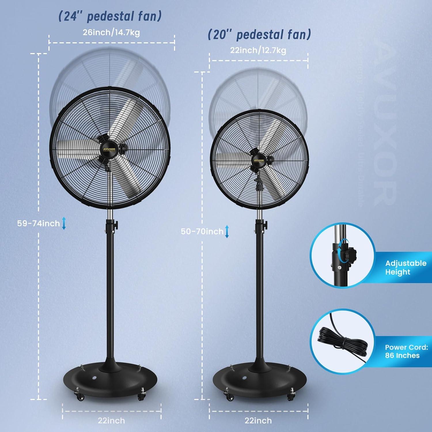 Ventilador de Pedestal AVUXOR 24" Oscilante 4 Velocidades