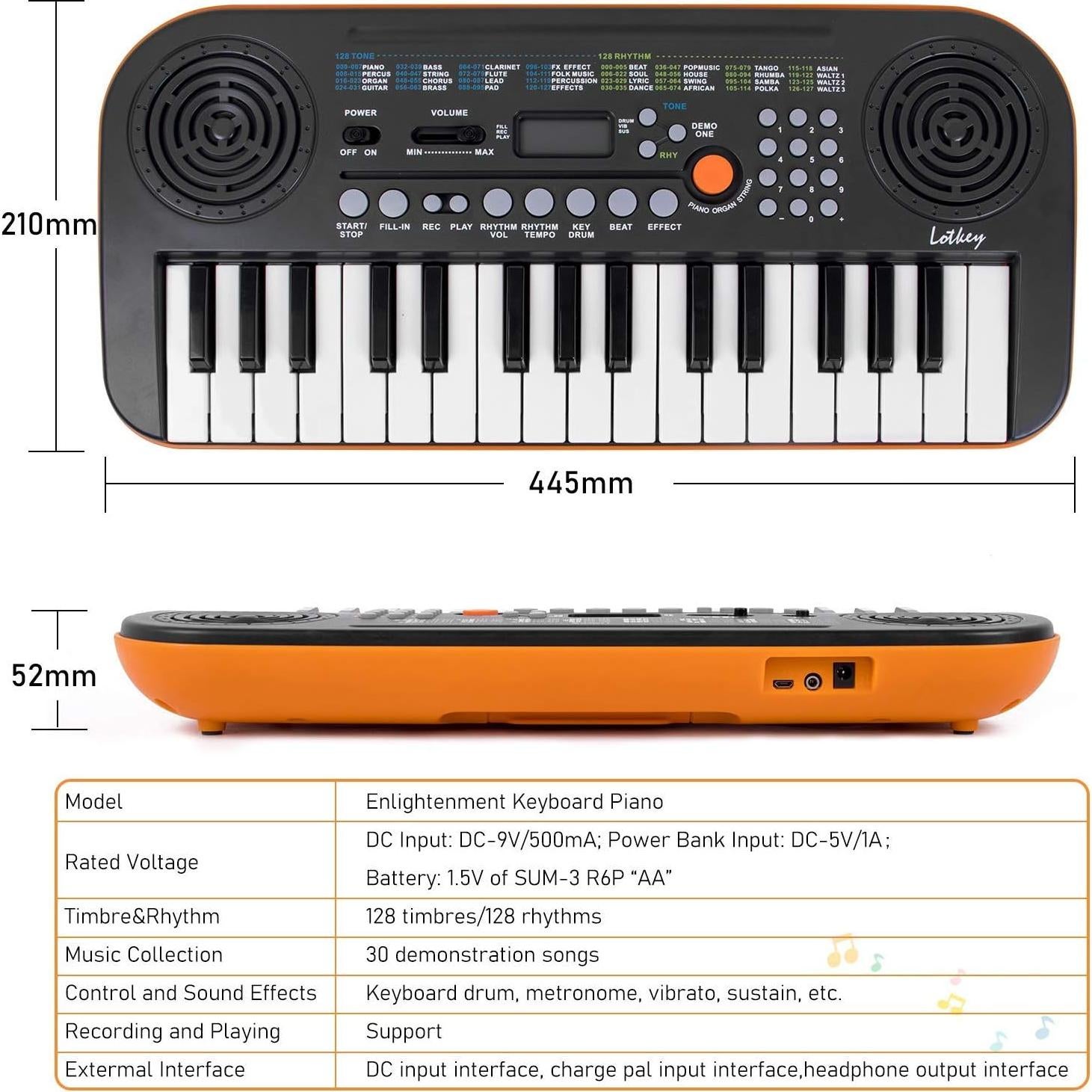 Kmise Mini Piano 32 Teclas Portátil para Niños con 30 Canciones