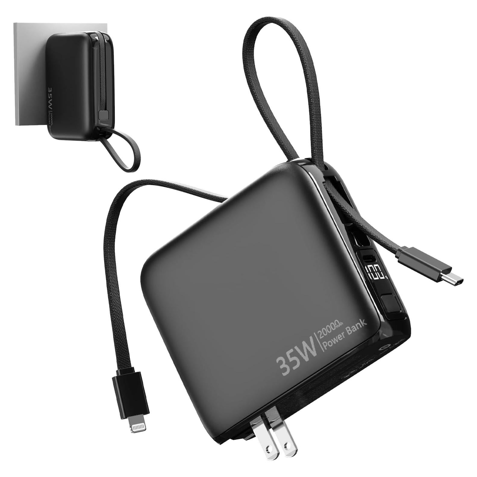 Cargador Portátil 35W con Enchufe de Pared 20000mAh Negro