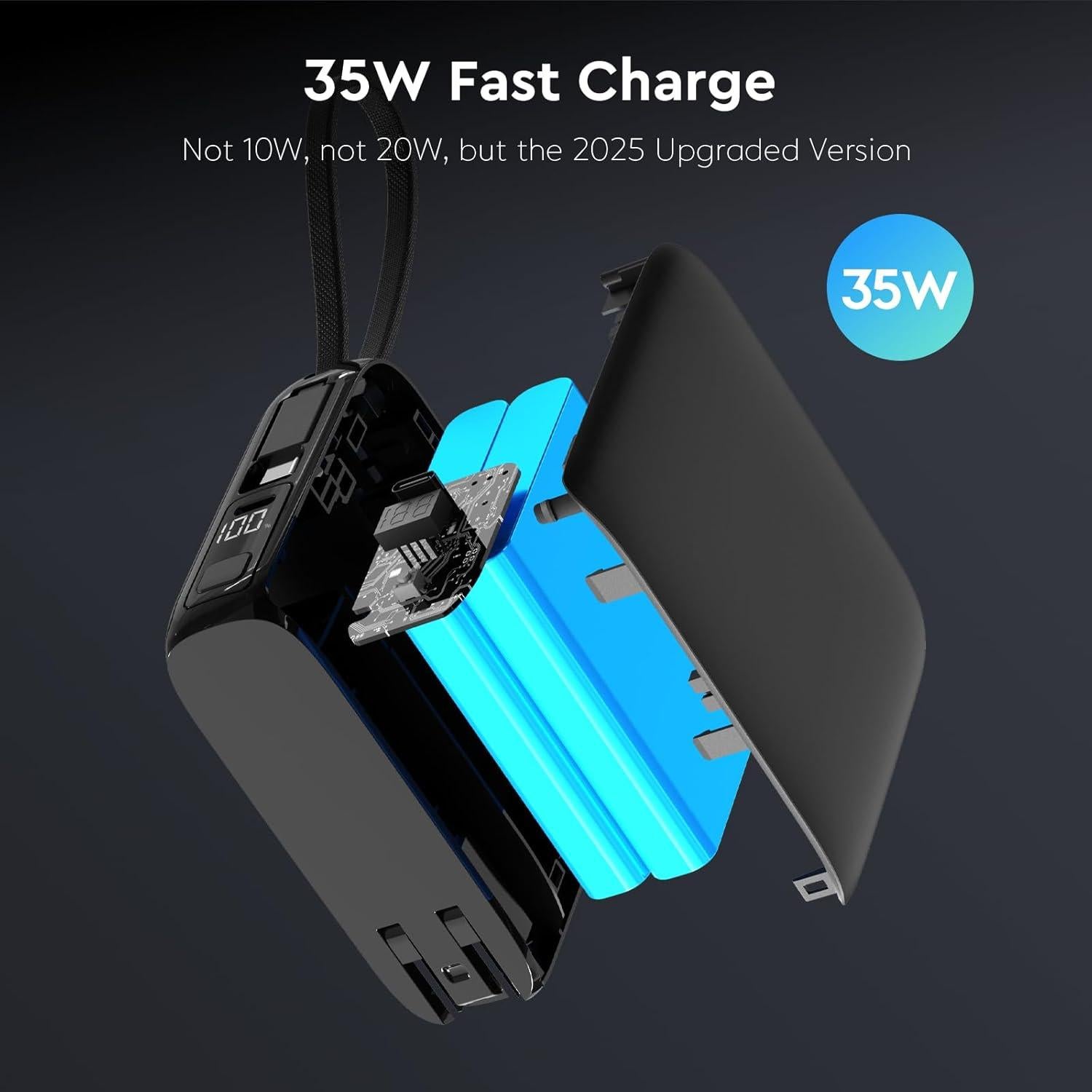 Cargador Portátil 35W con Enchufe de Pared 20000mAh Negro