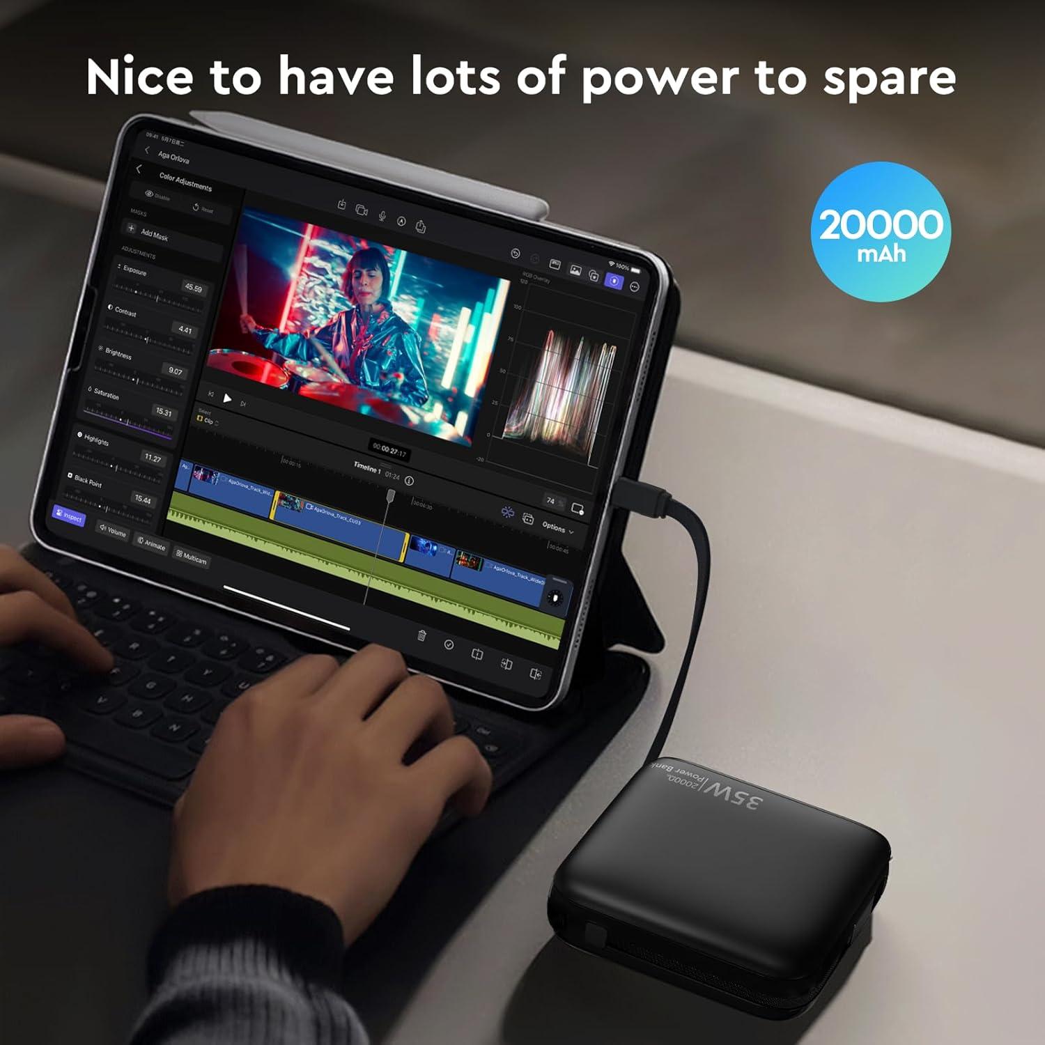 Cargador Portátil 35W con Enchufe de Pared 20000mAh Negro