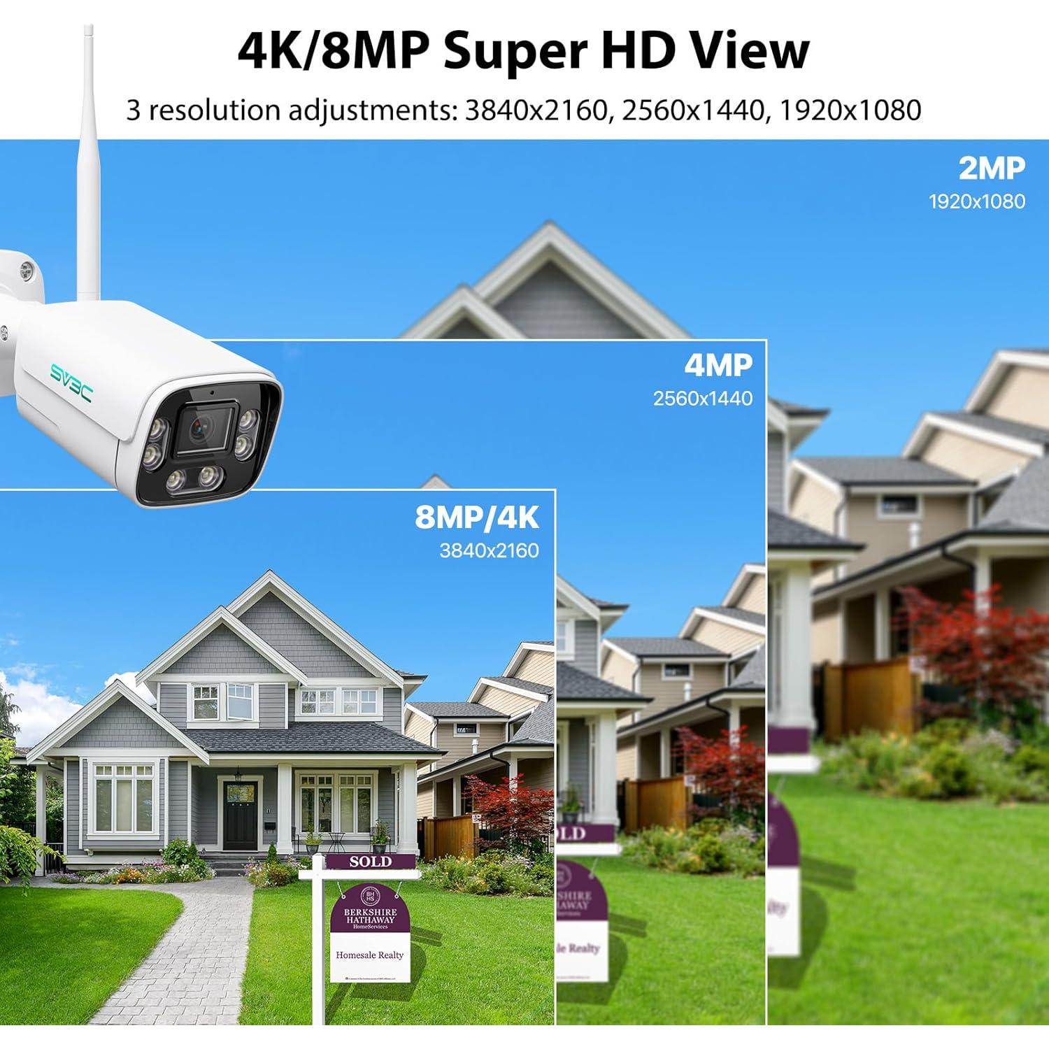 Cámara IP WiFi SV3C 4K Exterior 8MP con Visión Nocturna