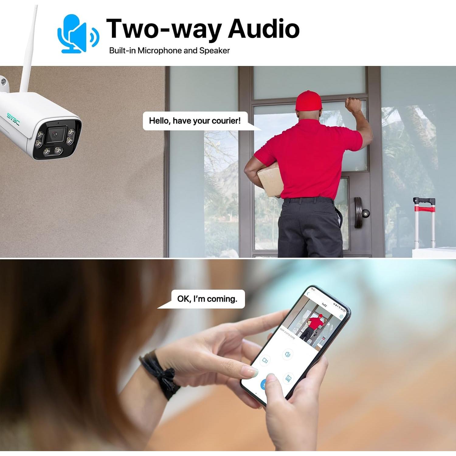 Cámara IP WiFi SV3C 4K Exterior 8MP con Visión Nocturna