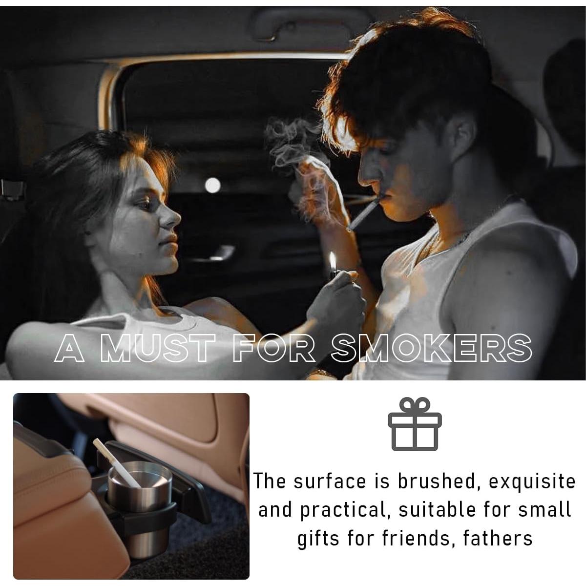Cenicero de Acero Inoxidable Ohleats para Auto Grande
