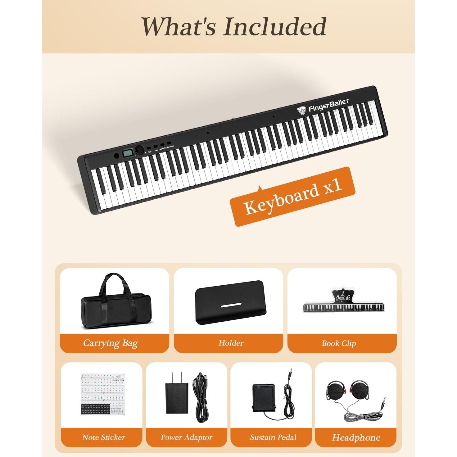 Teclado Piano Digital Plegable FingerBallet BX20 88 Teclas