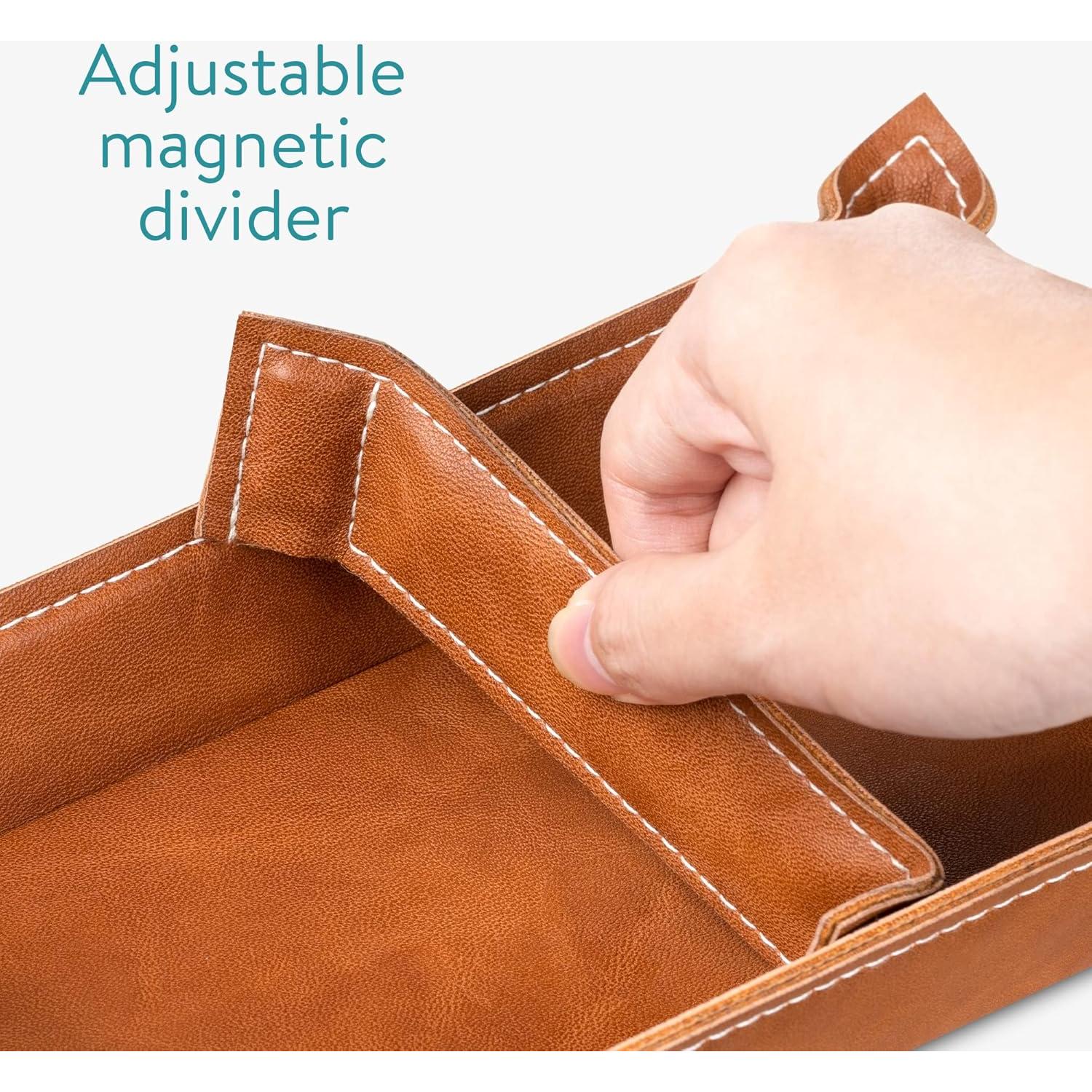 Juego de Bandejas Organizadoras Navaris de Cuero Sintético - 2 Piezas