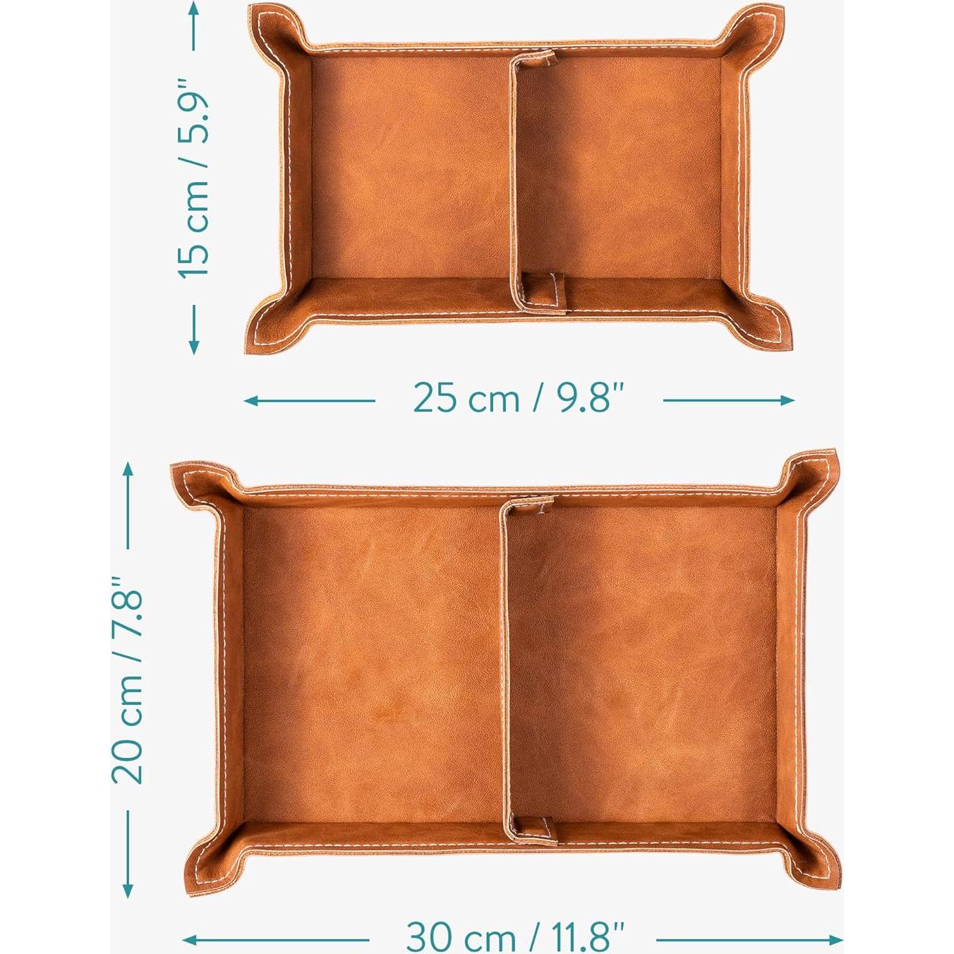 Juego de Bandejas Organizadoras Navaris de Cuero Sintético - 2 Piezas