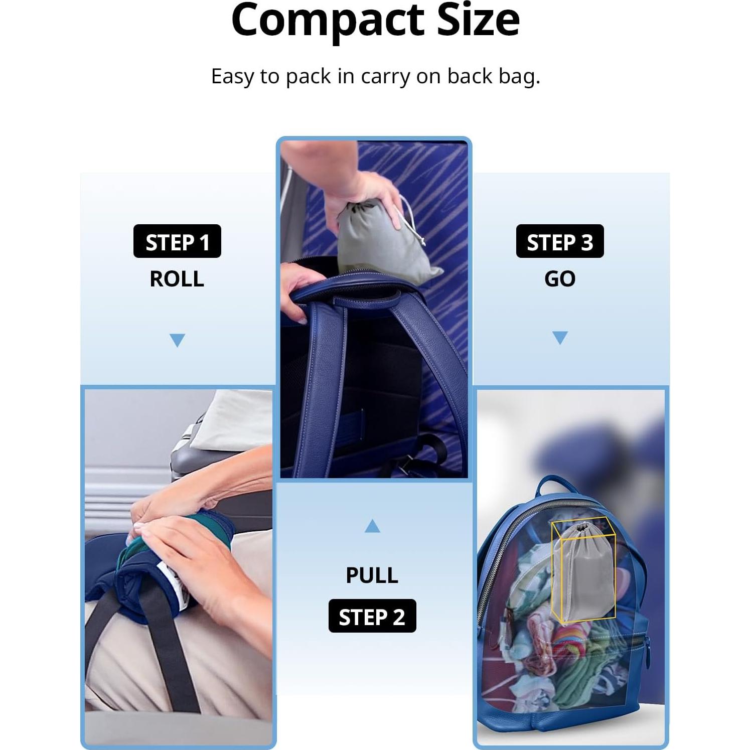 Almohada de viaje Inspireyes gris oscuro con soporte 360°