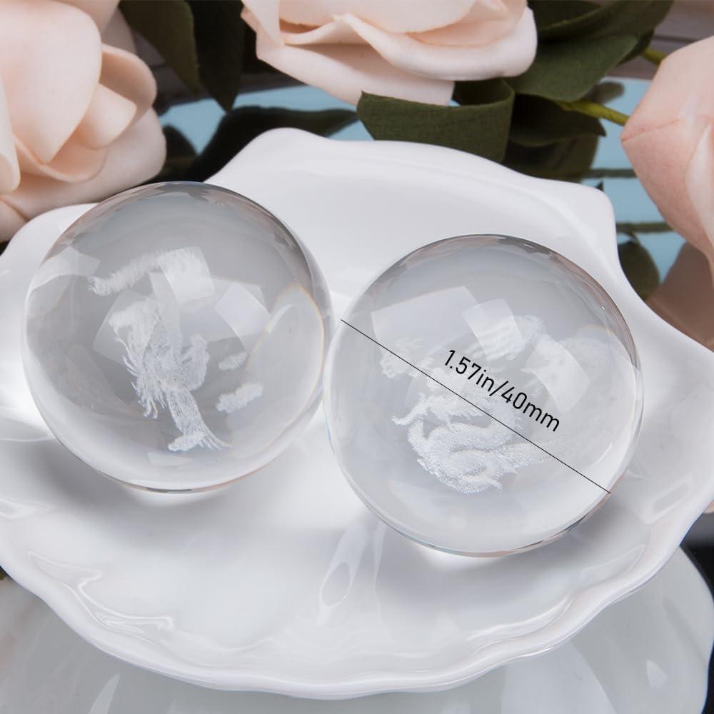 Bolas de Baoding ZORZA 2Pcs Cristal 4cm Alivio Estrés