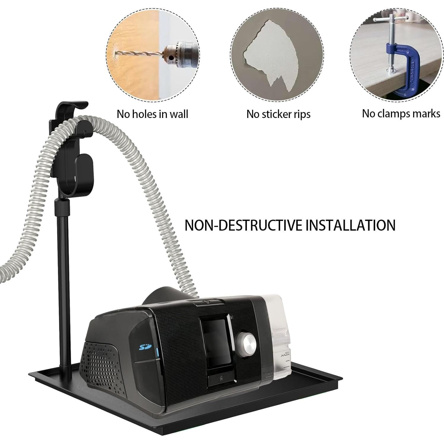 Soporte Organizador de Manguera CPAP YUHUANG - Negro Mate