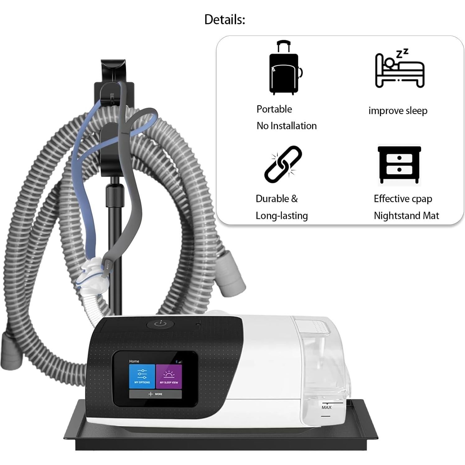Soporte Organizador de Manguera CPAP YUHUANG - Negro Mate