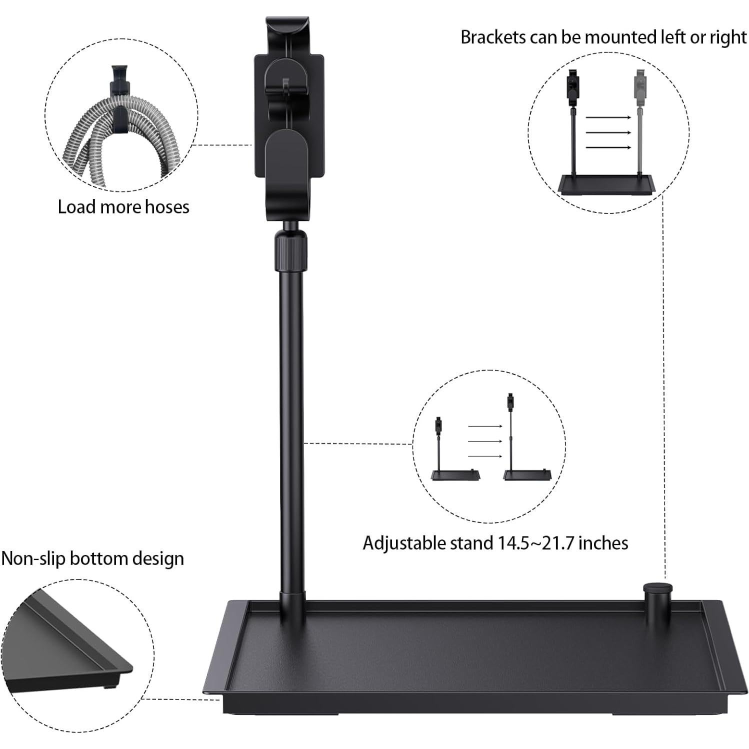 Soporte Organizador de Manguera CPAP YUHUANG - Negro Mate