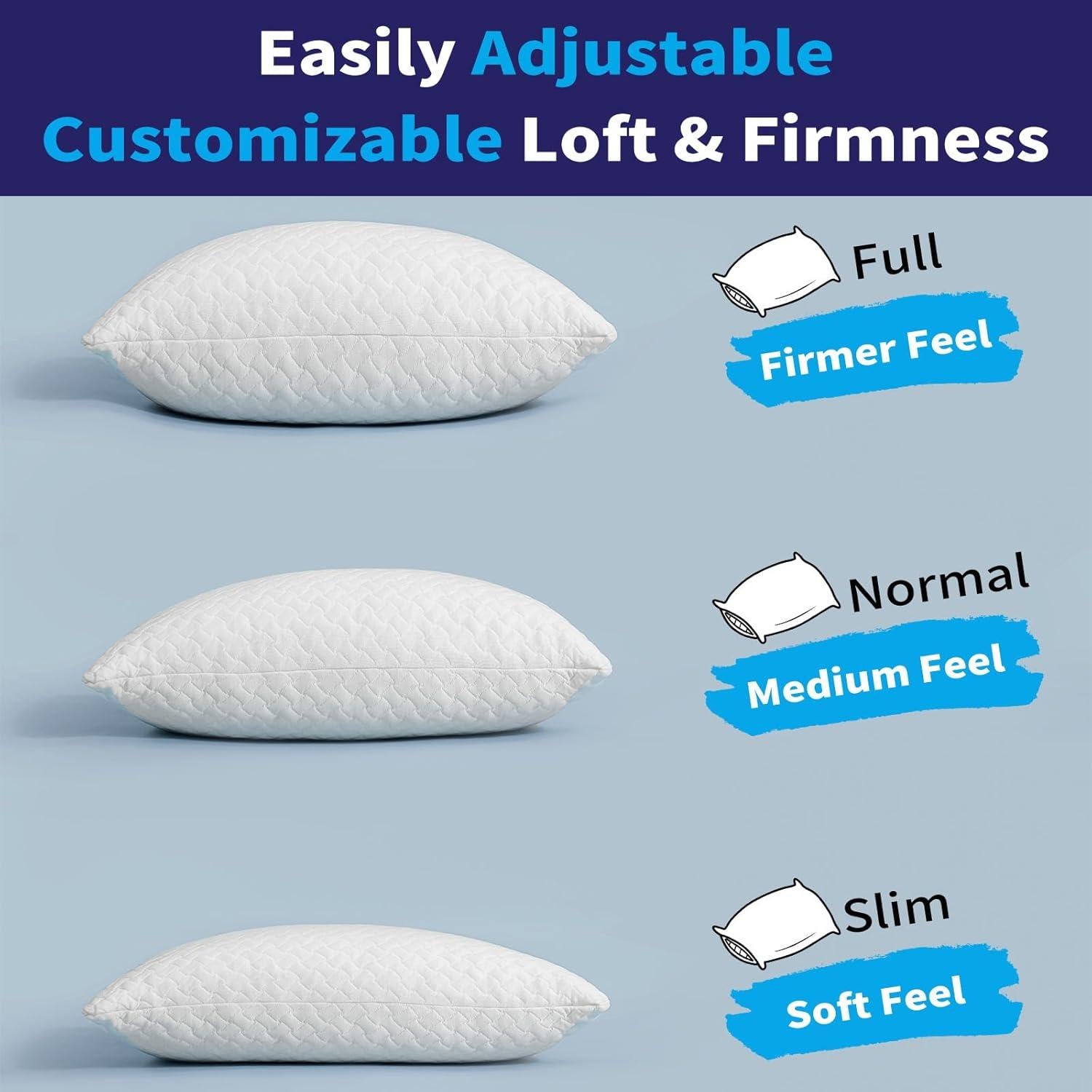 Almohada Ajustable Ashena Queen Firmeza Media Enfriadora