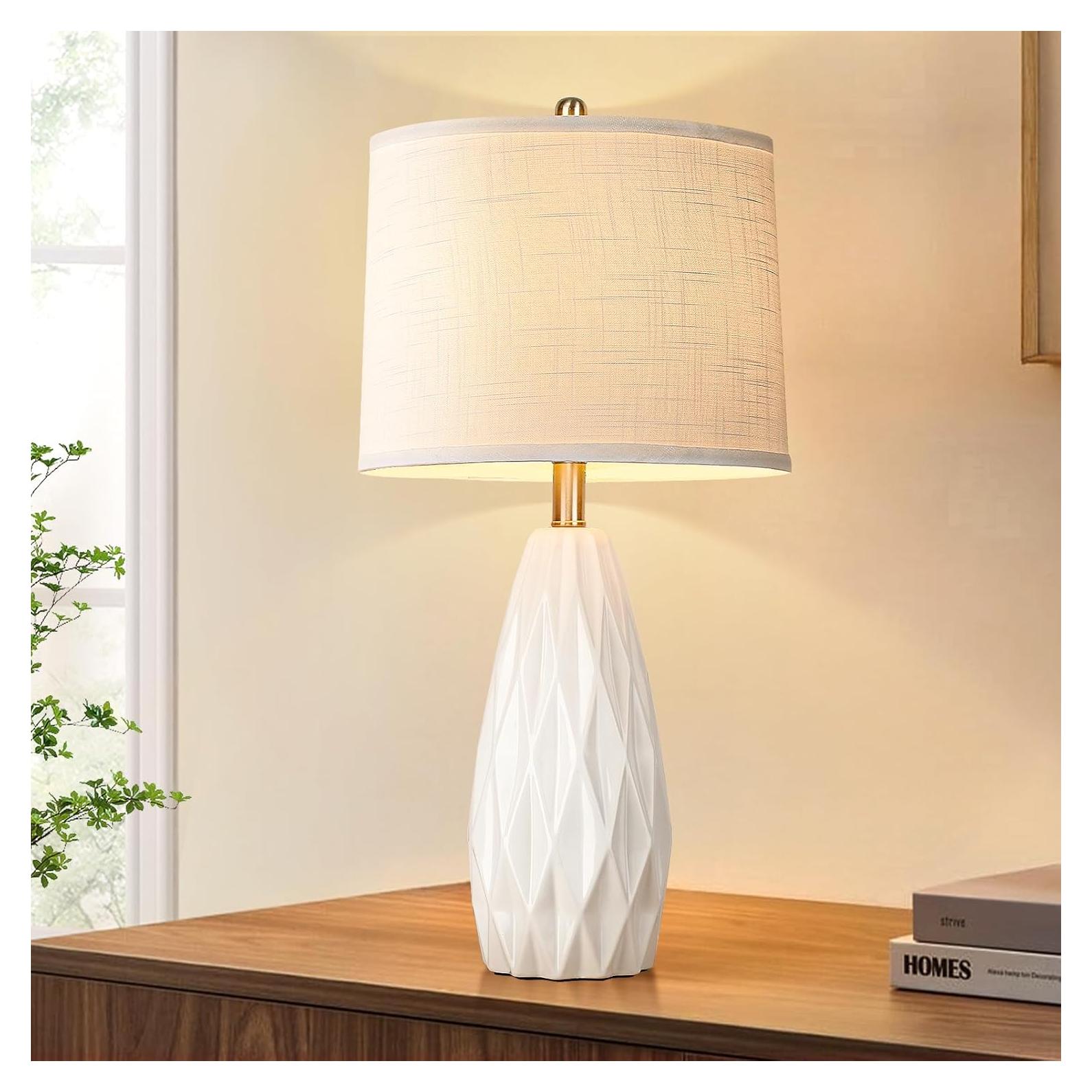 Lámpara de Mesa Regulable KunruiTAI Blanca 63.5 cm Cerámica