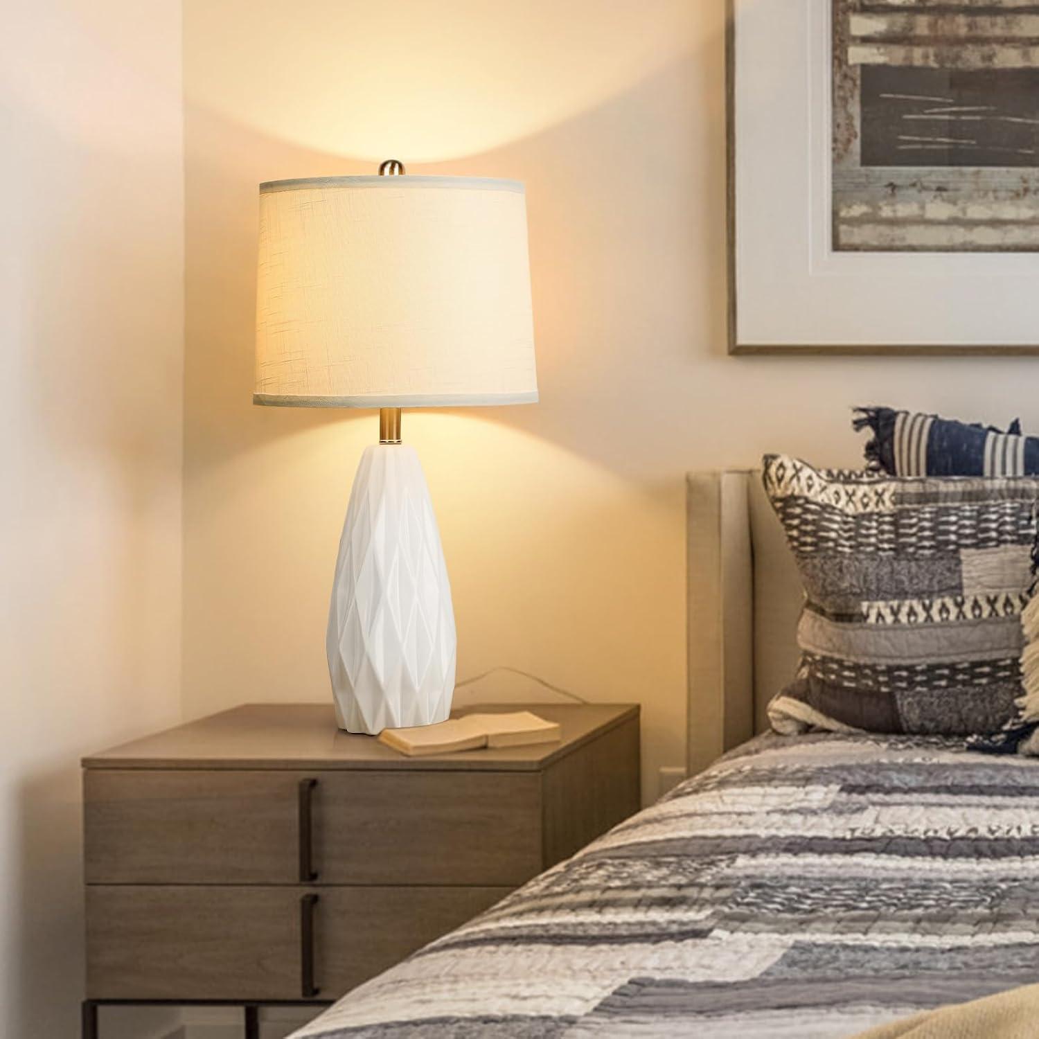 Lámpara de Mesa Regulable KunruiTAI Blanca 63.5 cm Cerámica