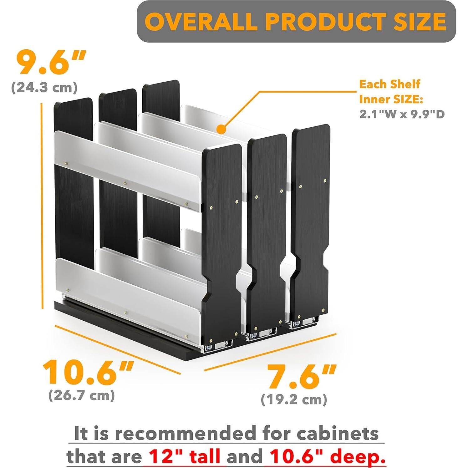 Organizador de Especias Extraíble SpaceAid de Bambú Negro 3 Cajones