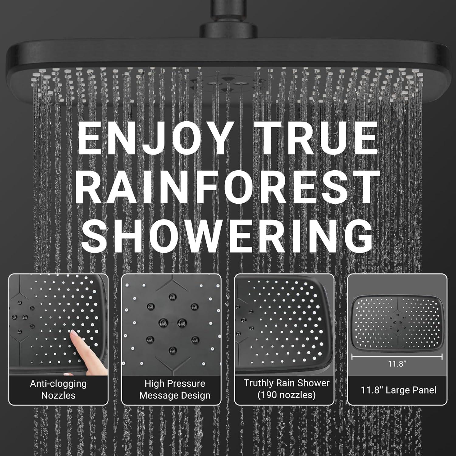 Cabezal de Ducha de Alta Presión UltrTxenova Negro 10 Rocíos