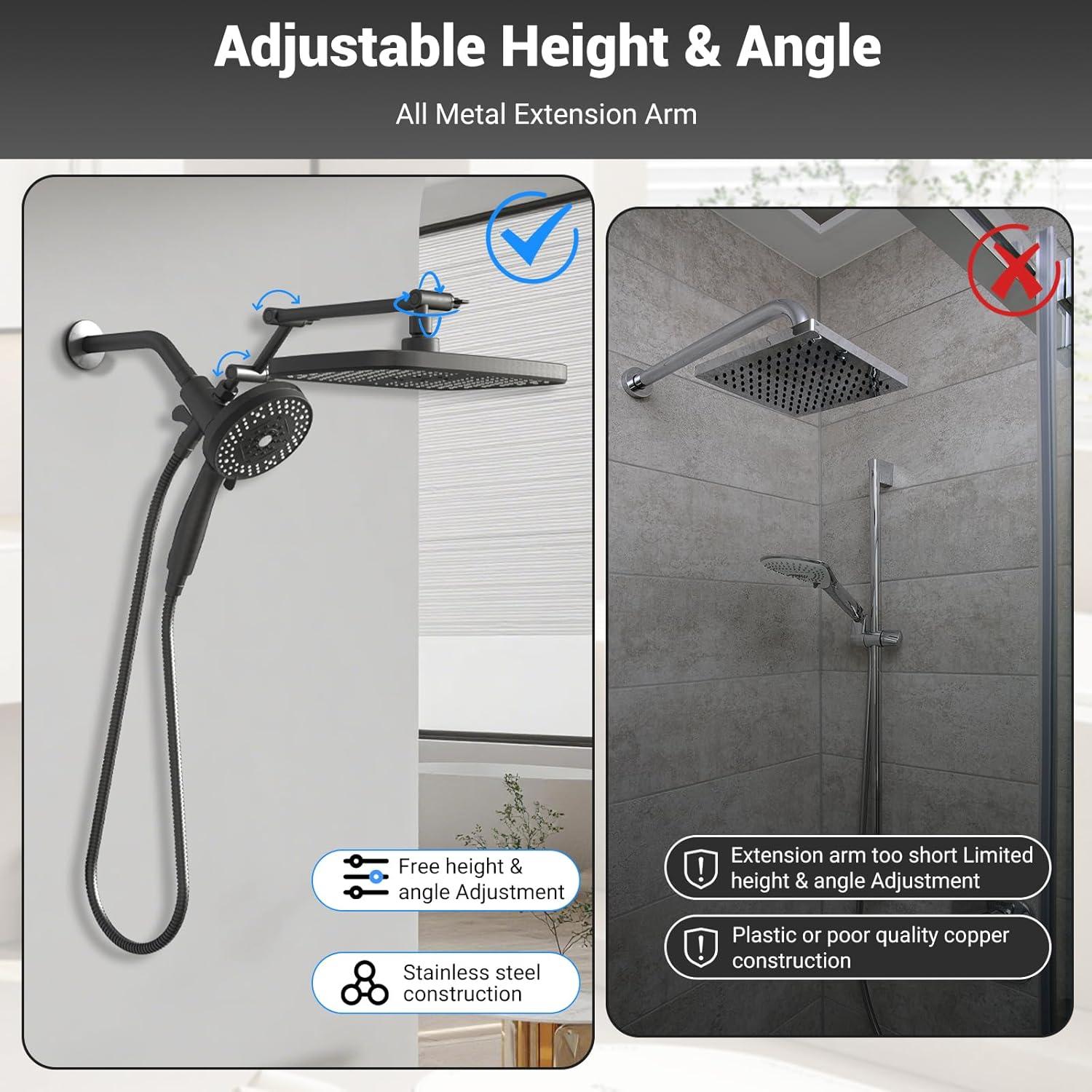 Cabezal de Ducha de Alta Presión UltrTxenova Negro 10 Rocíos