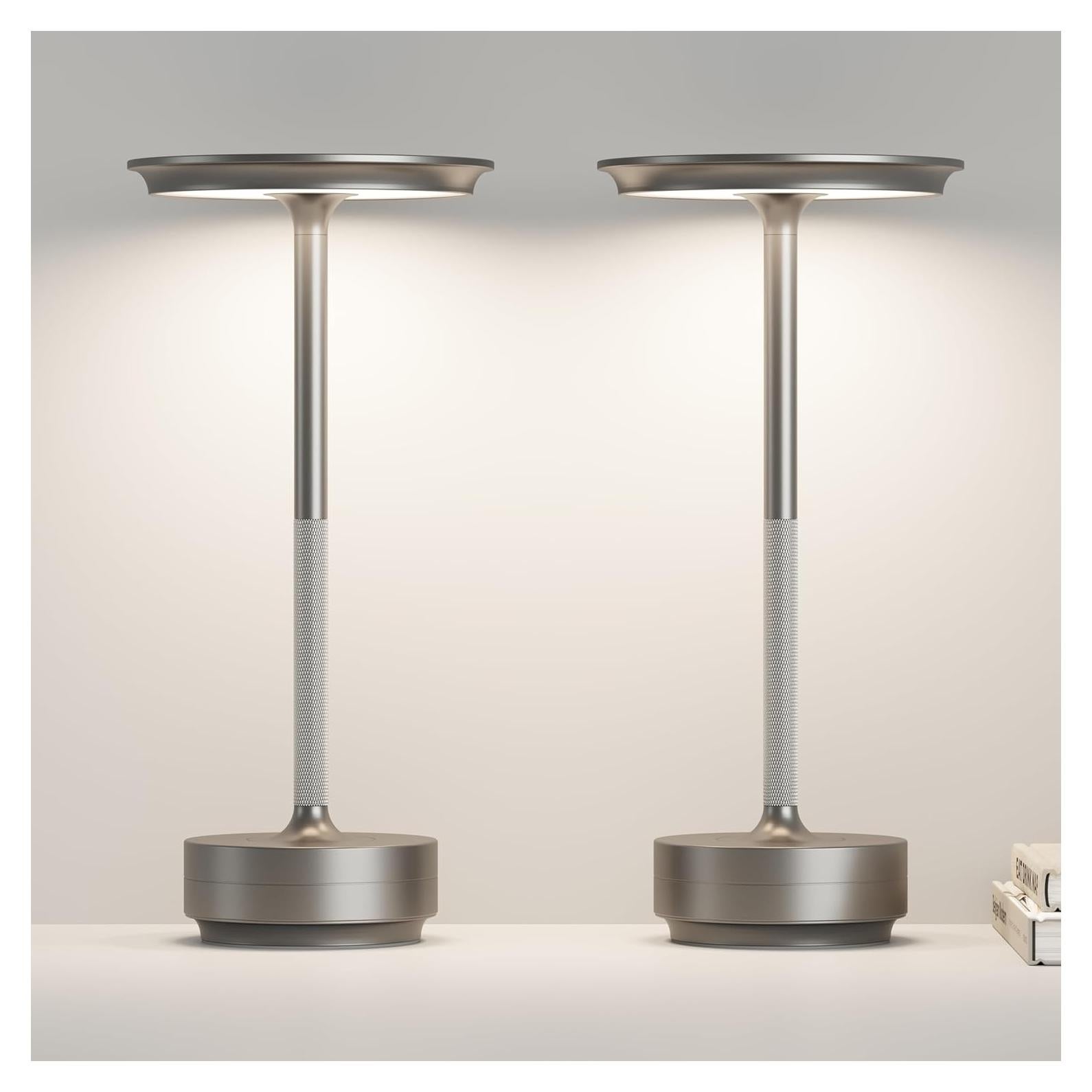 Juego de 2 Lámparas de Mesa LED Inalámbricas ZTFLOS Plata