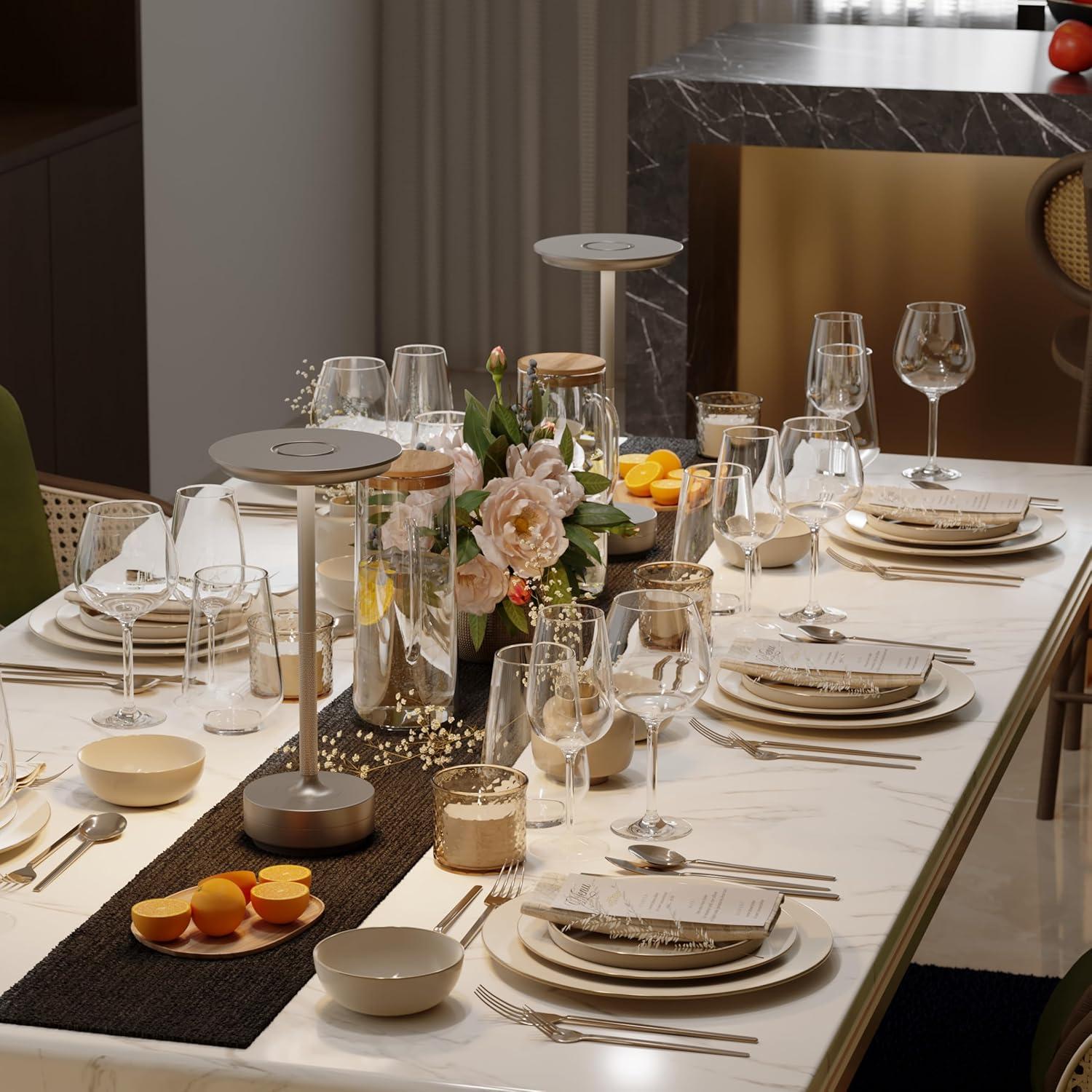 Juego de 2 Lámparas de Mesa LED Inalámbricas ZTFLOS Plata