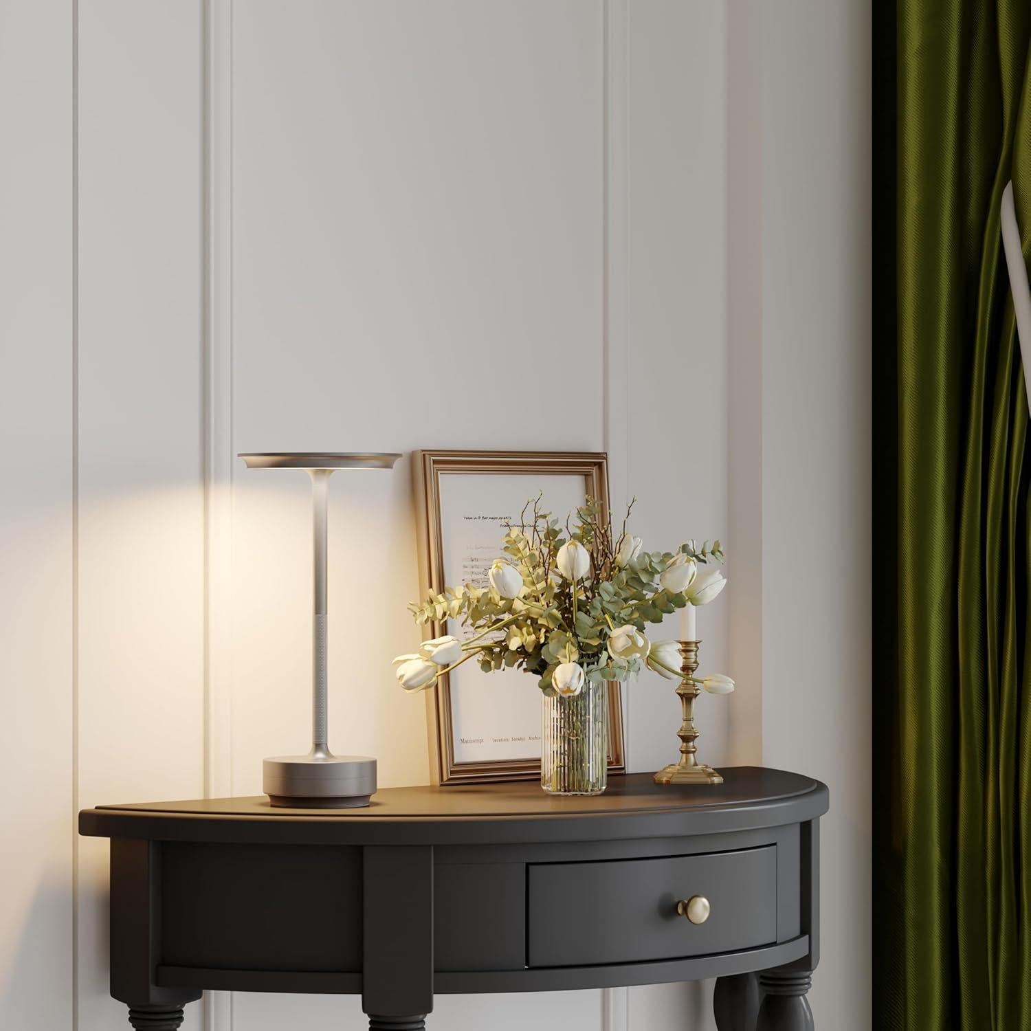 Juego de 2 Lámparas de Mesa LED Inalámbricas ZTFLOS Plata