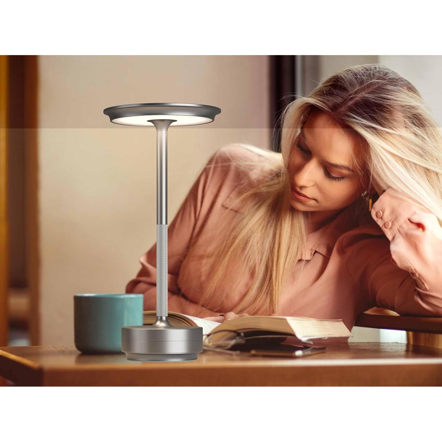 Juego de 2 Lámparas de Mesa LED Inalámbricas ZTFLOS Plata