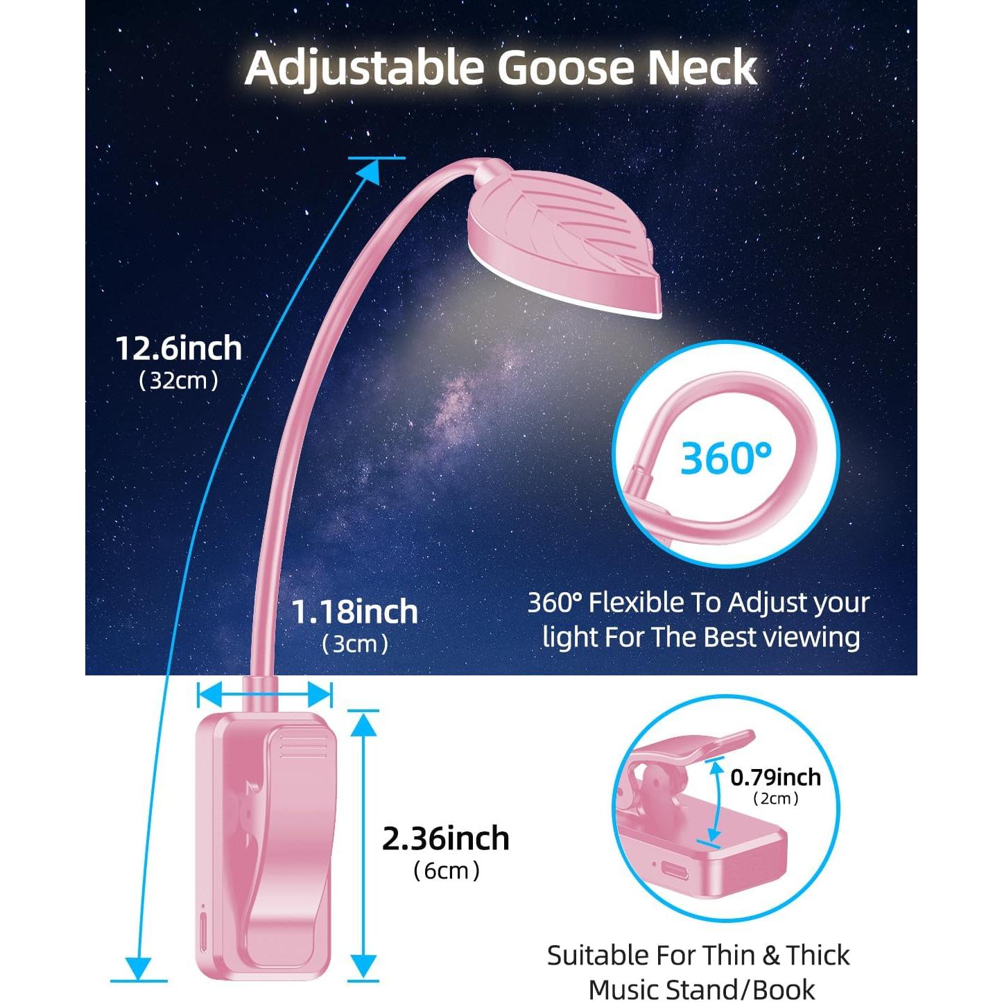 Luz de lectura recargable ERUN rosa con 3 temperaturas y brillo